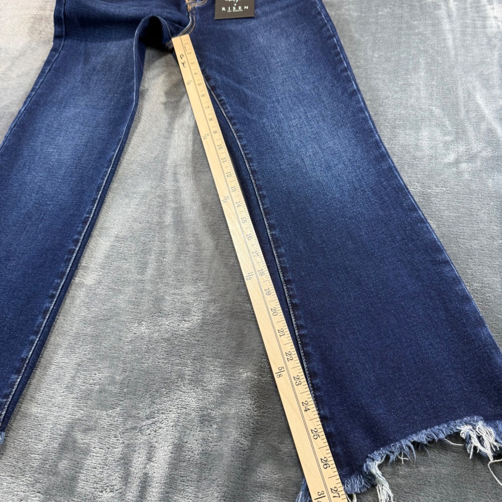 Wild Oak Boutique x Risen Jeans High Rise Distressed Fringe Hem Flare Size 5/27 - Picture 10 of 11